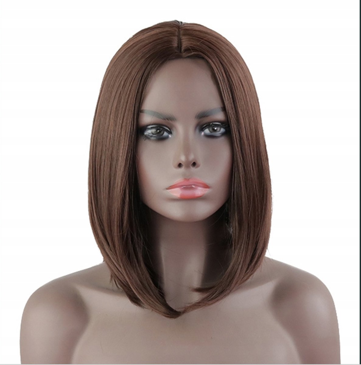 Cosplay Pruik Kort 40cm Bob Lichtbruin Synthetisch Haar