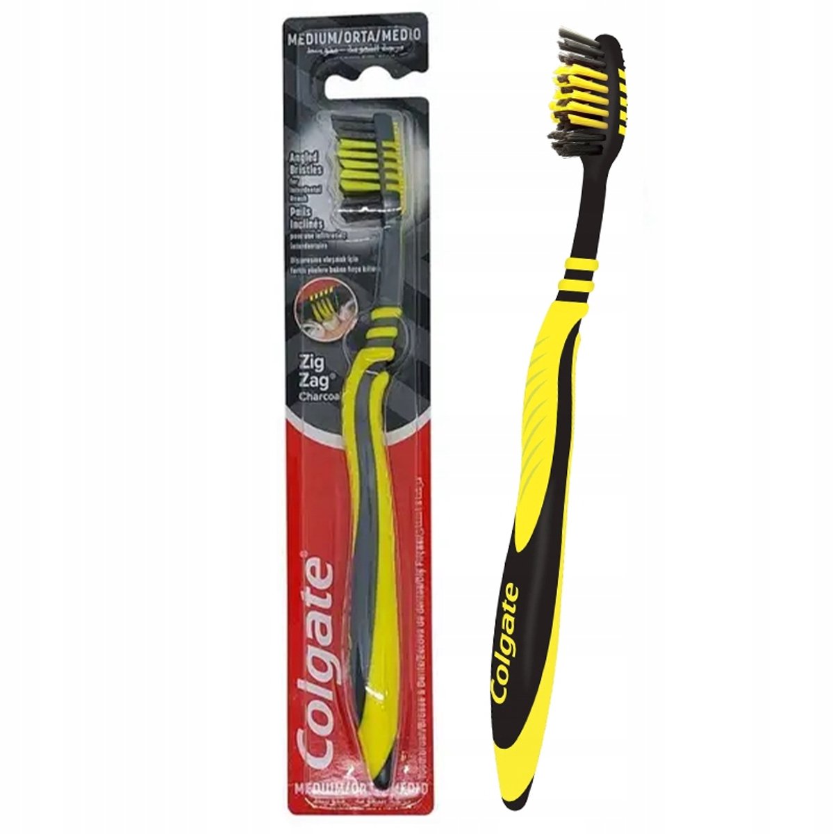 Colgate Zig Zag Charcoal Medium tandenborstel - Zwart & Kleurrijk