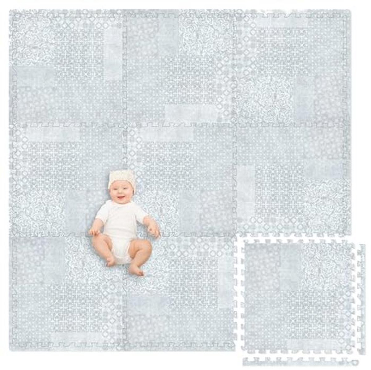Comfortabel extra dik speeltapijt 183 x 183 cm voor kinderen - 9-delig puzzelmat