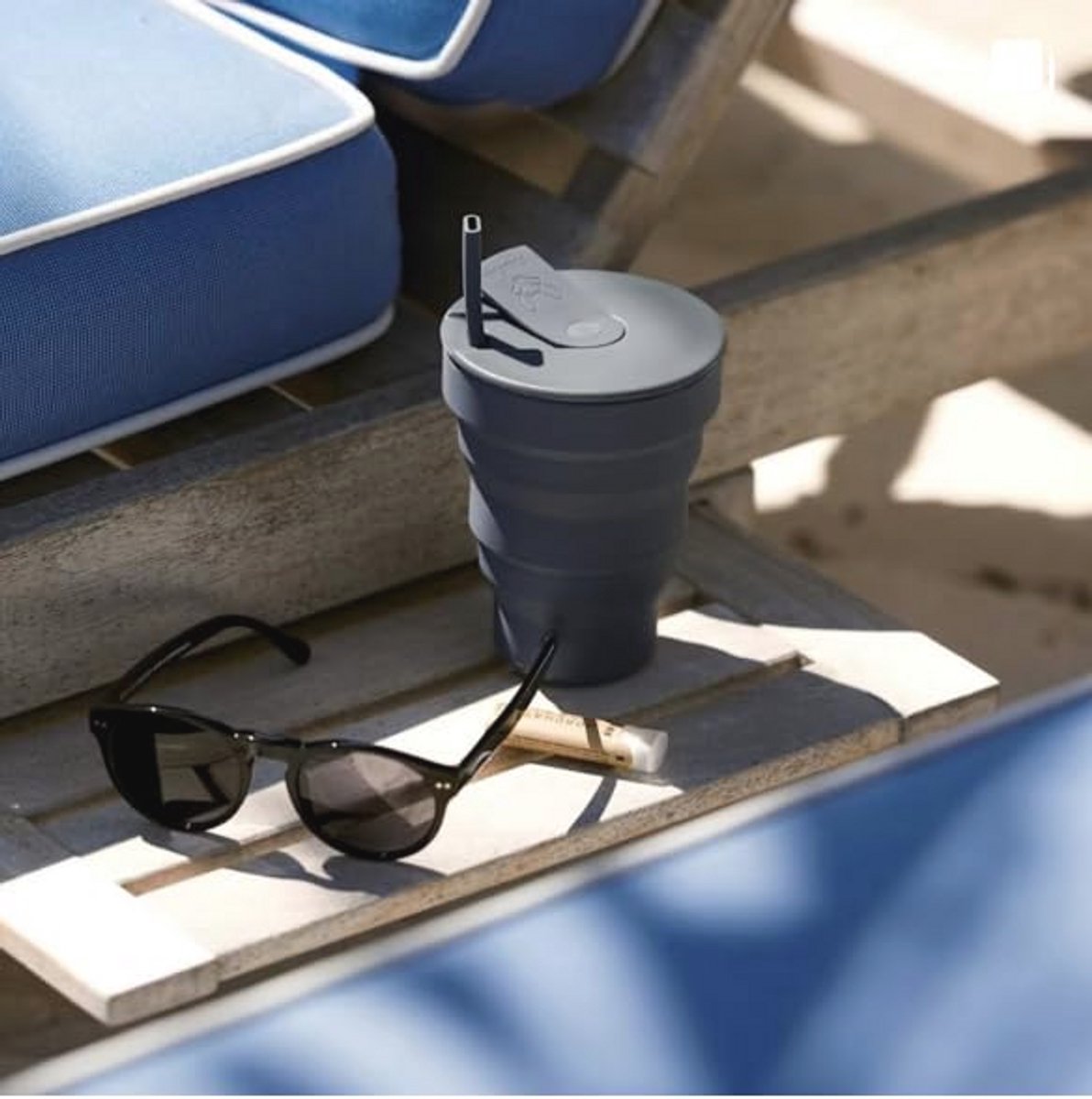 Opvouwbare koffiekop met deksel en rietje - BPA-vrije siliconen reismok voor warme dranken - herbruikbare lekvrije beker - 453 ml