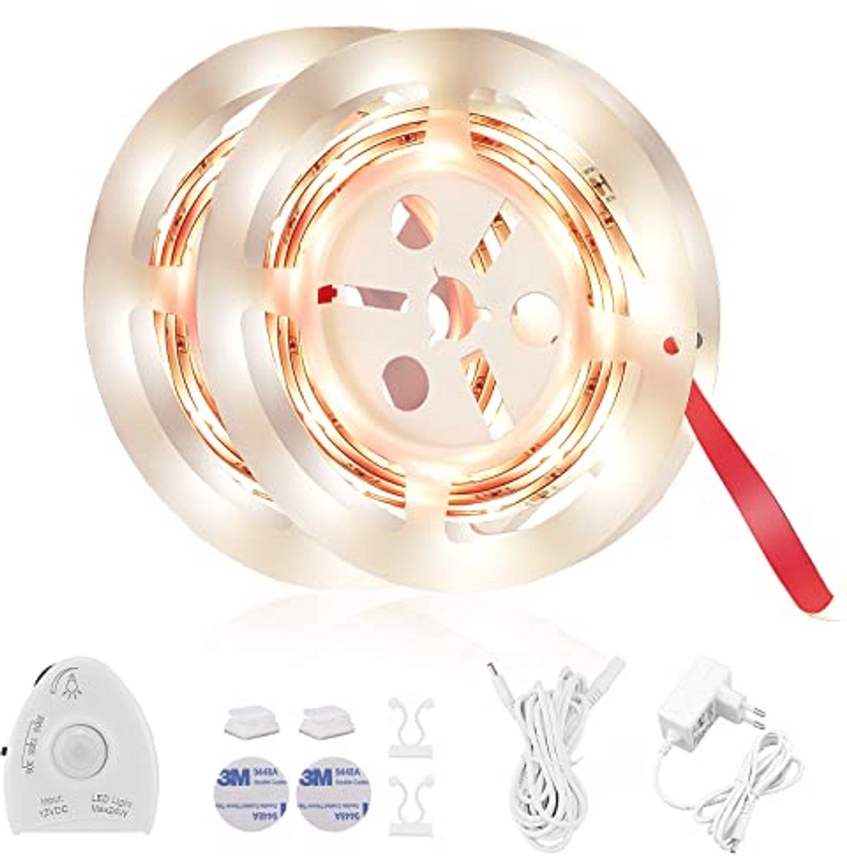 LED Bedlicht met Bewegingssensor - Dimbare Nachtlamp voor Babybed (2 stuks, 2 m, Warm Wit)
