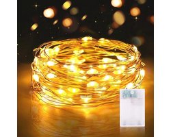 Oplaadbare Sfeerverlichting met Koperdraad, 3m, 30 LEDs, Waterdichte Decoratie voor Feest, Kerst, Bruiloft, Warm Wit