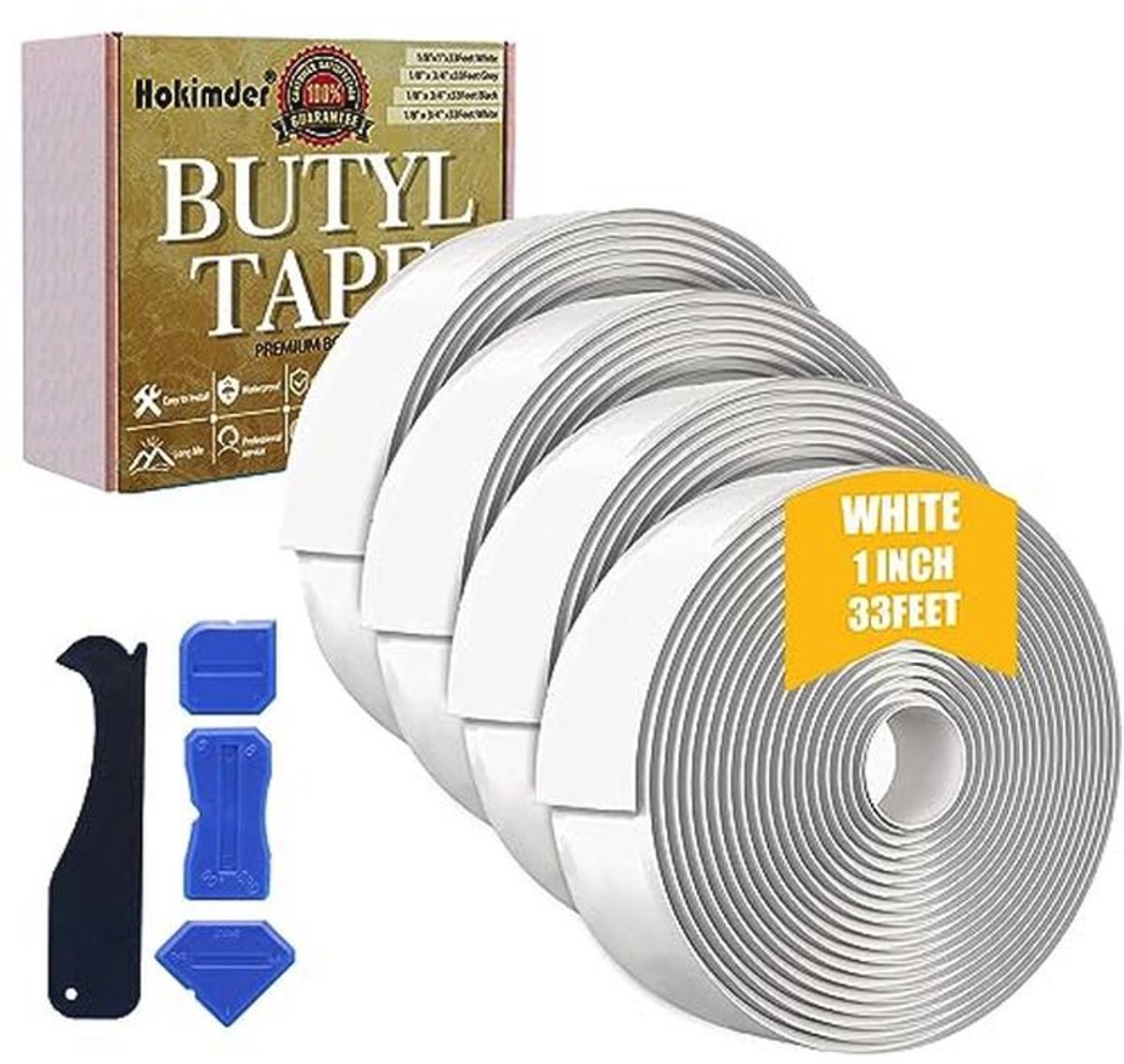Butylafdichtingstape 1/8 inch x 1 inch - 4 Rollen voor Dak- en Raamafdichting