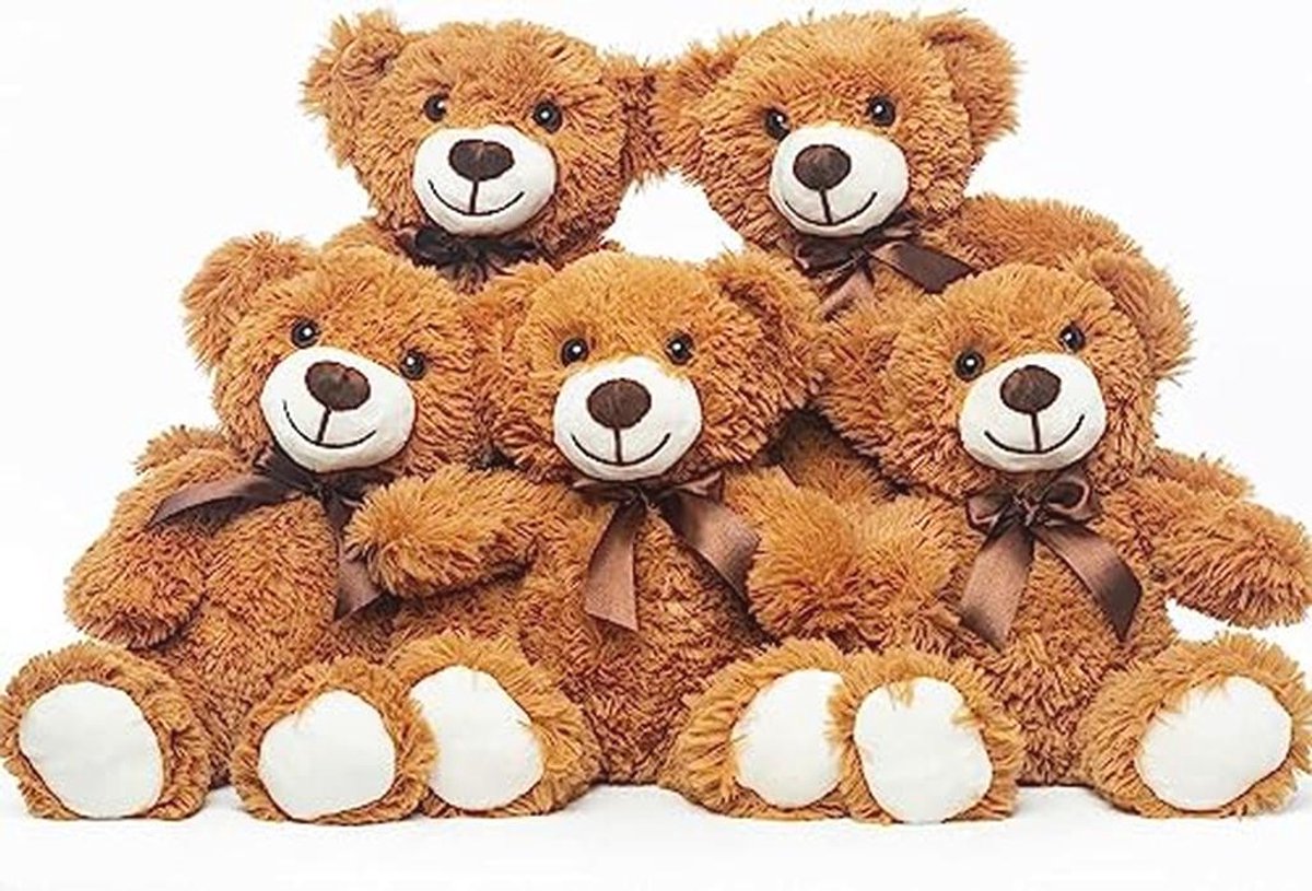 Knuffelbare Teddyberen in 33,5 cm - Perfect Cadeau voor Kinderen en Feesten - Set van 5 Stuks