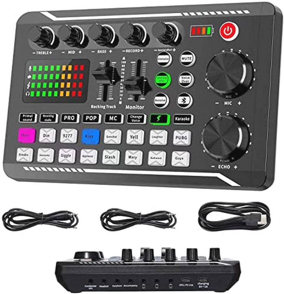 Live Geluidskaart en Audio Mixer met DJ-effecten en Stemwisselaar voor Streaming en Gaming