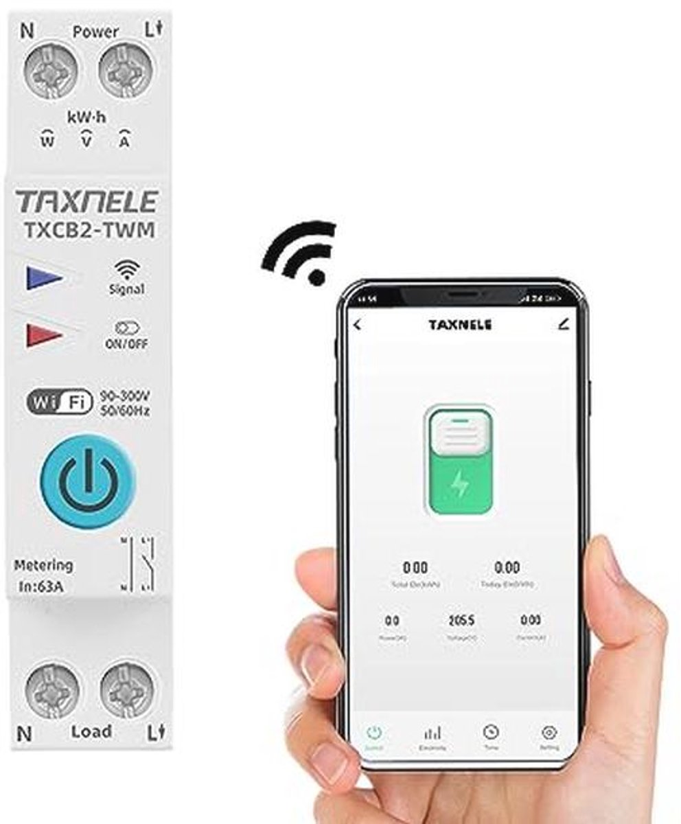 Slimme WiFi Circuitonderbreker met Energie Meter - 63A 230V Remote Control Switch