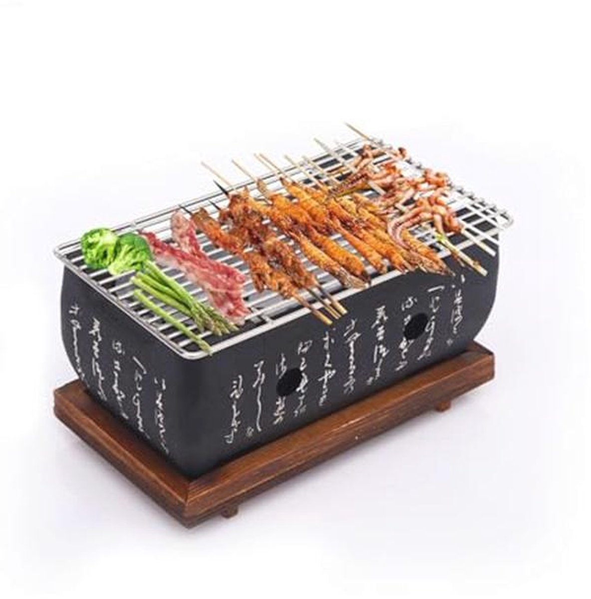 Mini Houtskool BBQ Grill 24 x 12 cm - Draagbare Tafelgrill voor Yakiniku en Takoyaki