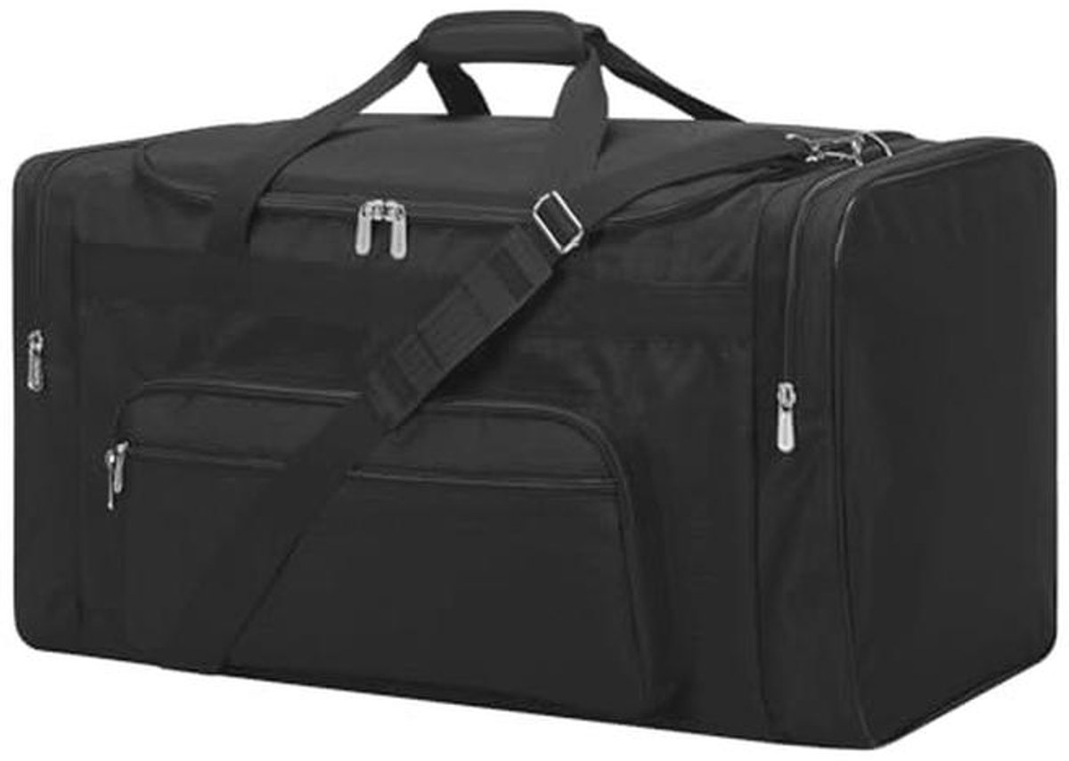 Sport Holdall Plunjezak - Ruime Sporttas met Schouderriem voor Weekenduitjes - 75L Zwart
