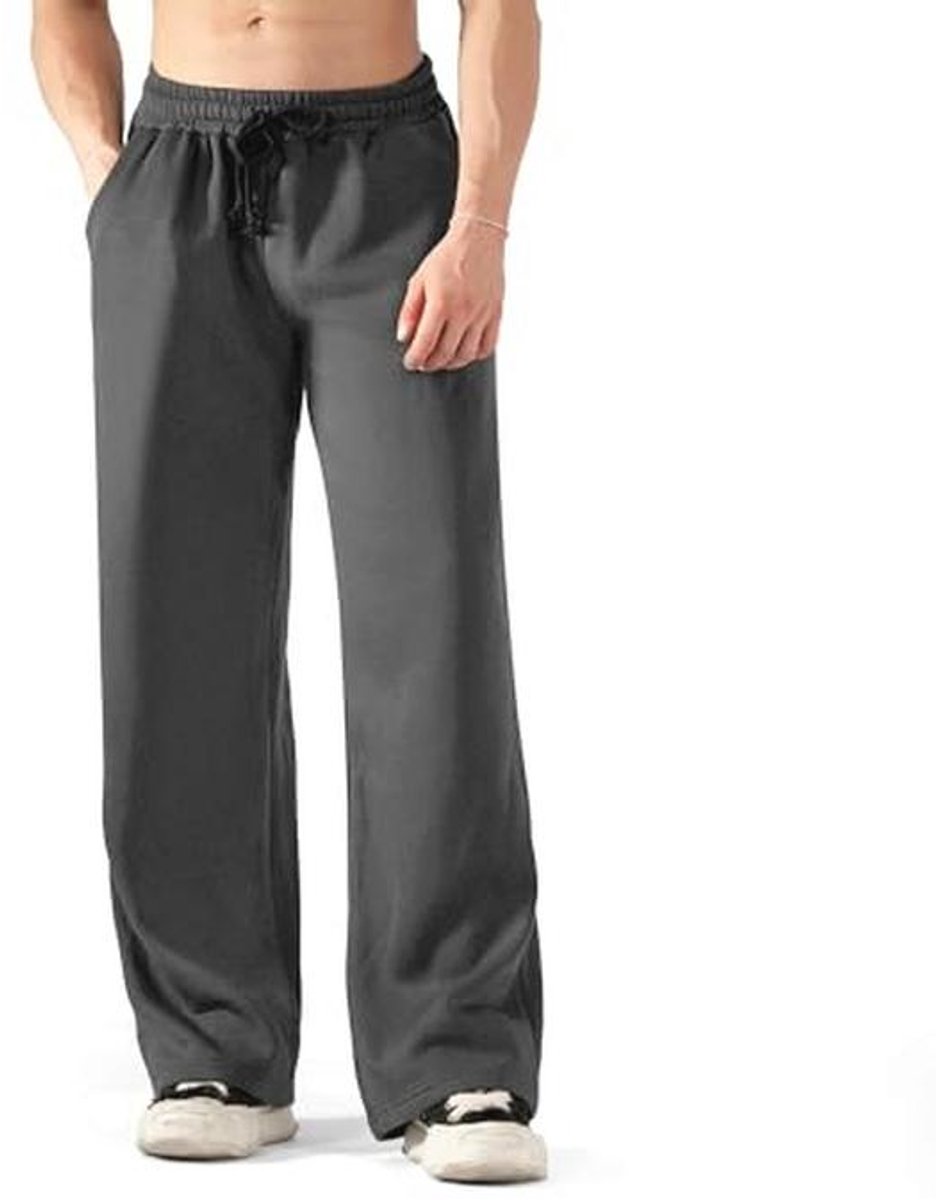 Heren Joggingbroek Winter Warm Fleece Wijde Pijp Katoen met Zijzakken en Elastische Taille