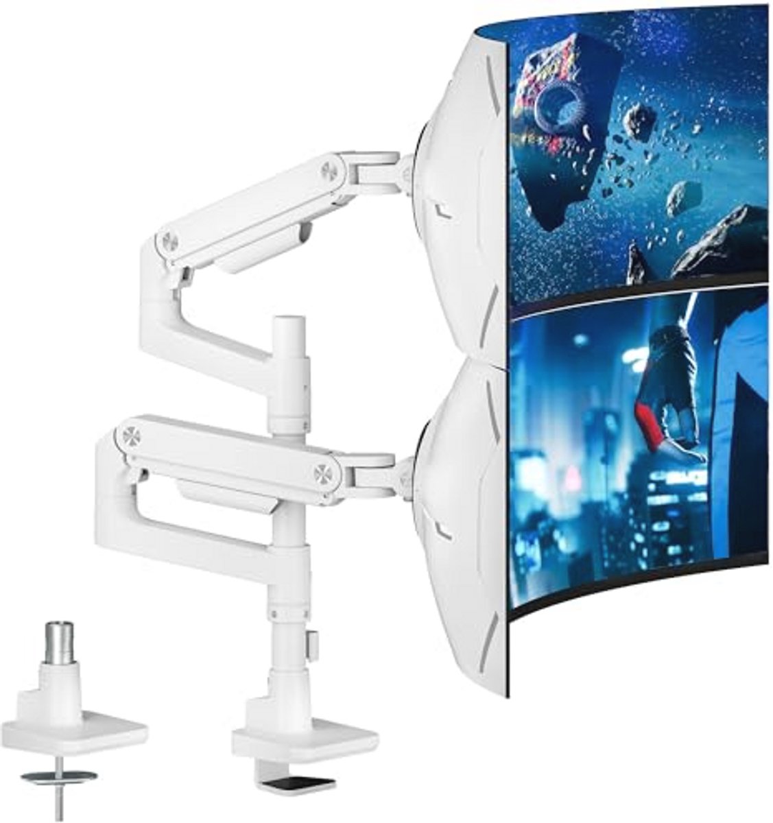 Monitorhouder voor 2 Schermen tot 49 Inch - Verstelbaar en Draaibaar met Gasveer