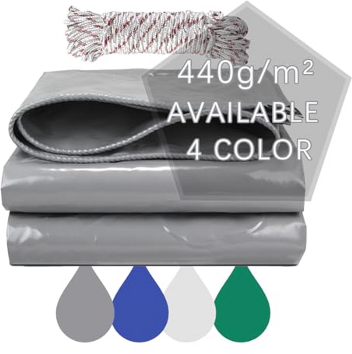 Waterdicht PVC zeildoek 440 g/m² - Multifunctioneel grijs zeil (4 x 6 m)
