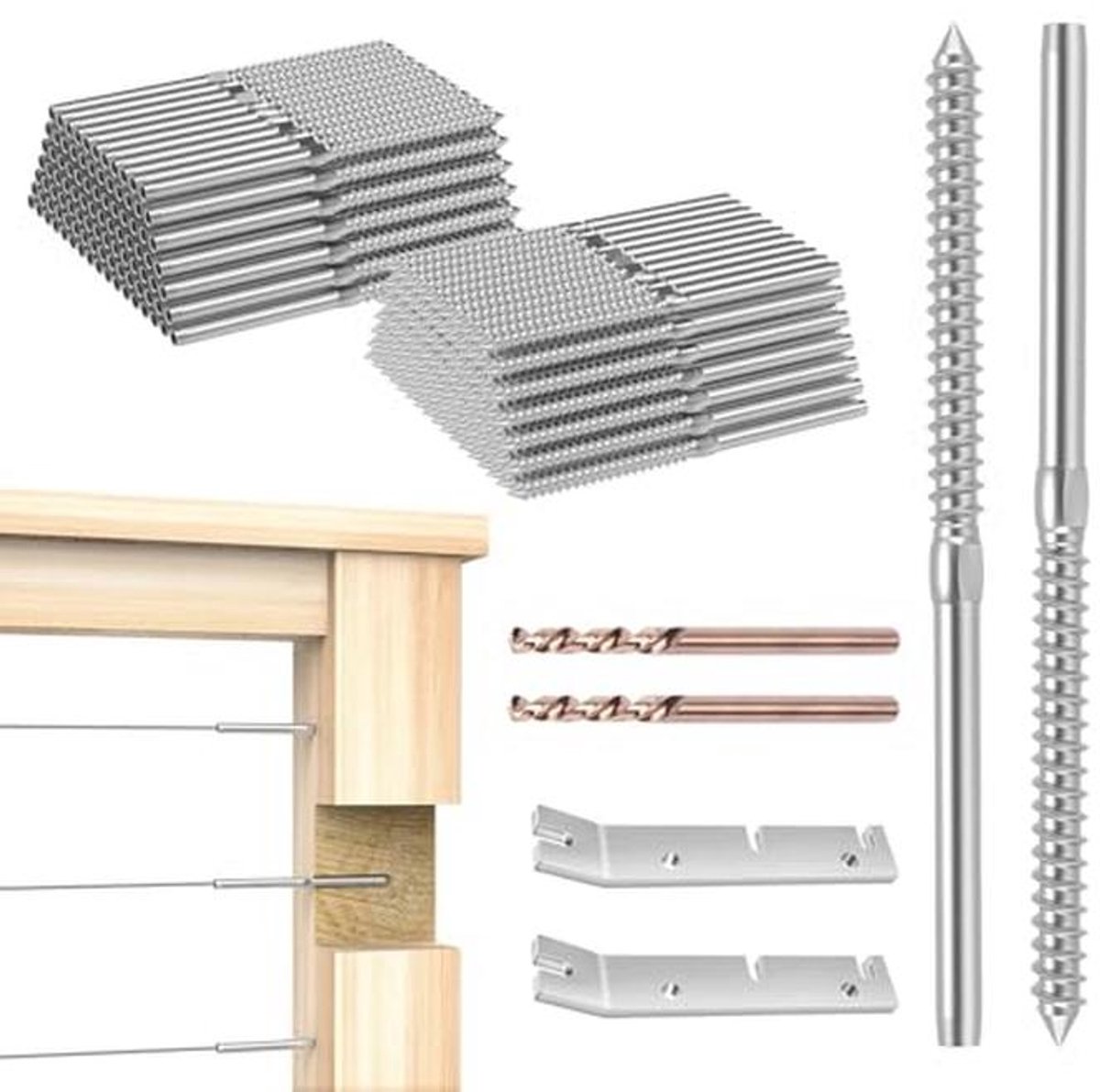 Roestvrijstalen kabelrelingschroeven 1/8" voor balustrades - 120 stuks T316