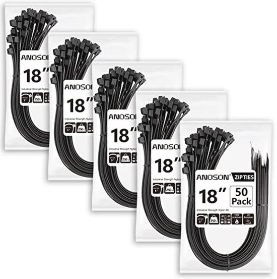 Zwarte Grote Ritsbanden 18 inch - 250 Stuks Heavy Duty | bol