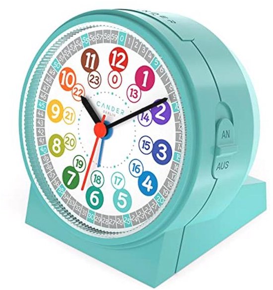 Geruisloze Kinderwekker met Snooze en Verlichting - Turquoise Tafelklok voor Jongens en Meisjes — afbeelding 3