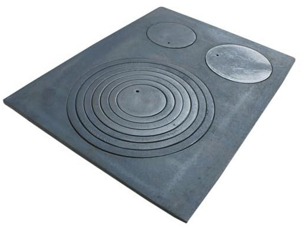 Gietijzeren ovenplaat met 3 gaten - 68x52 cm