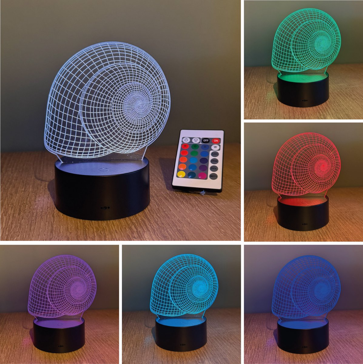 Klarigo® Nachtlamp – Schelp - Zee - Zeedieren - Dieren - 3D LED Lamp Illusie – 16 Kleuren – Bureaulamp – Nachtlampje Kinderen – Creative lamp - Afstandsbediening