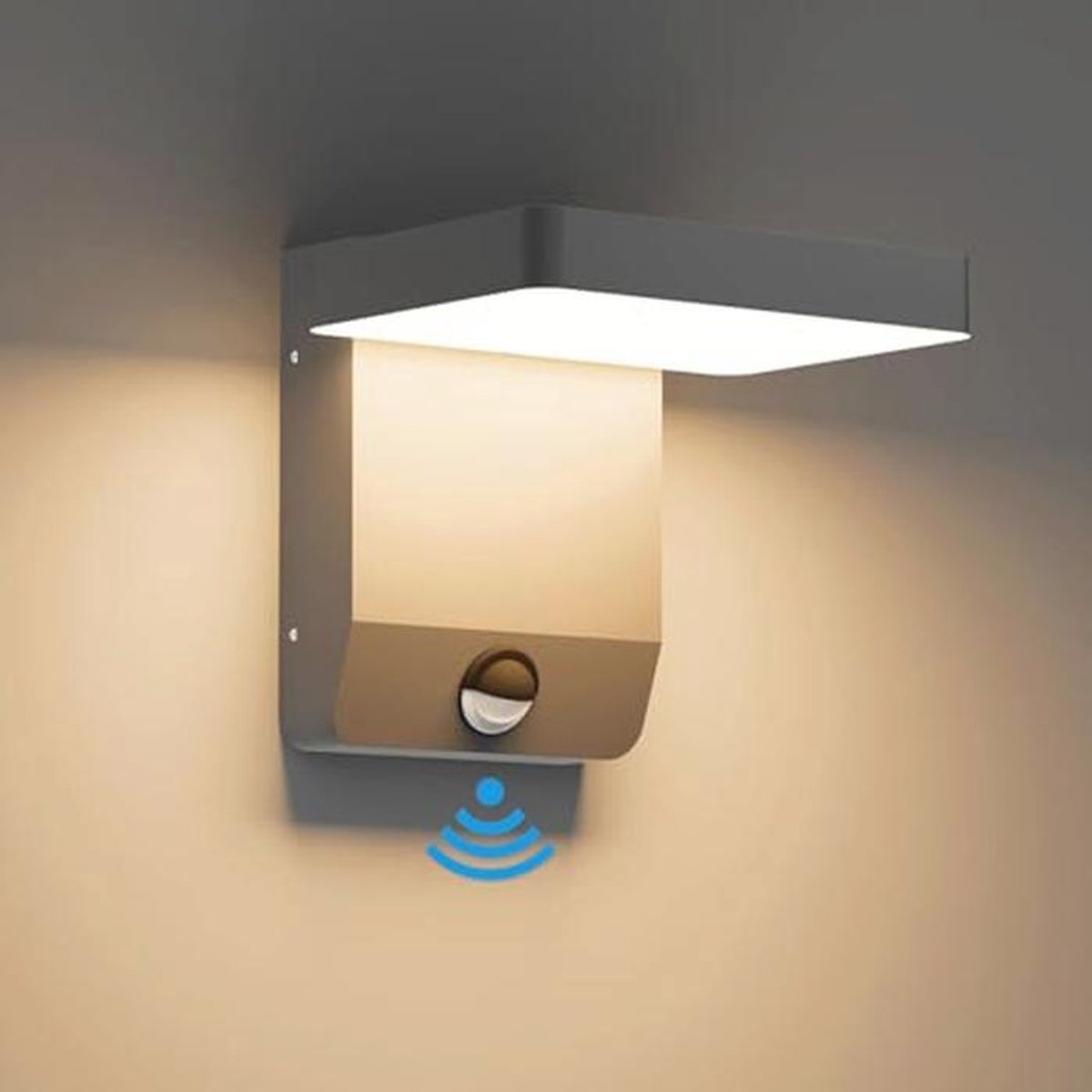 LED Buitenwandlamp met Sensor 3000K Warm Wit Licht - IP65 Bestendig voor Tuinen, Garages en Balkons