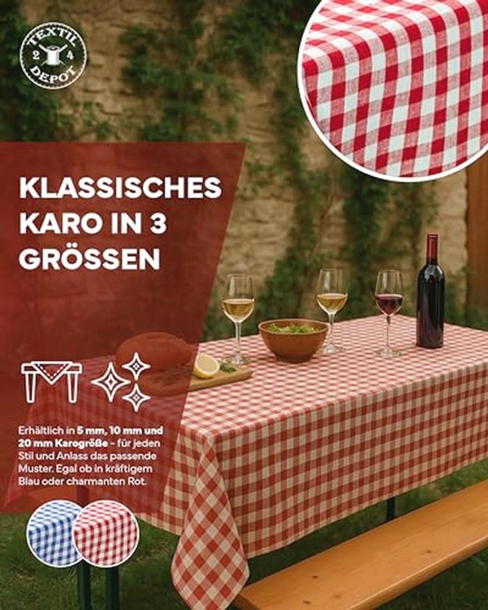 Geruite Tafelkleden van 100% Katoen - Diverse Kleuren en Afmetingen