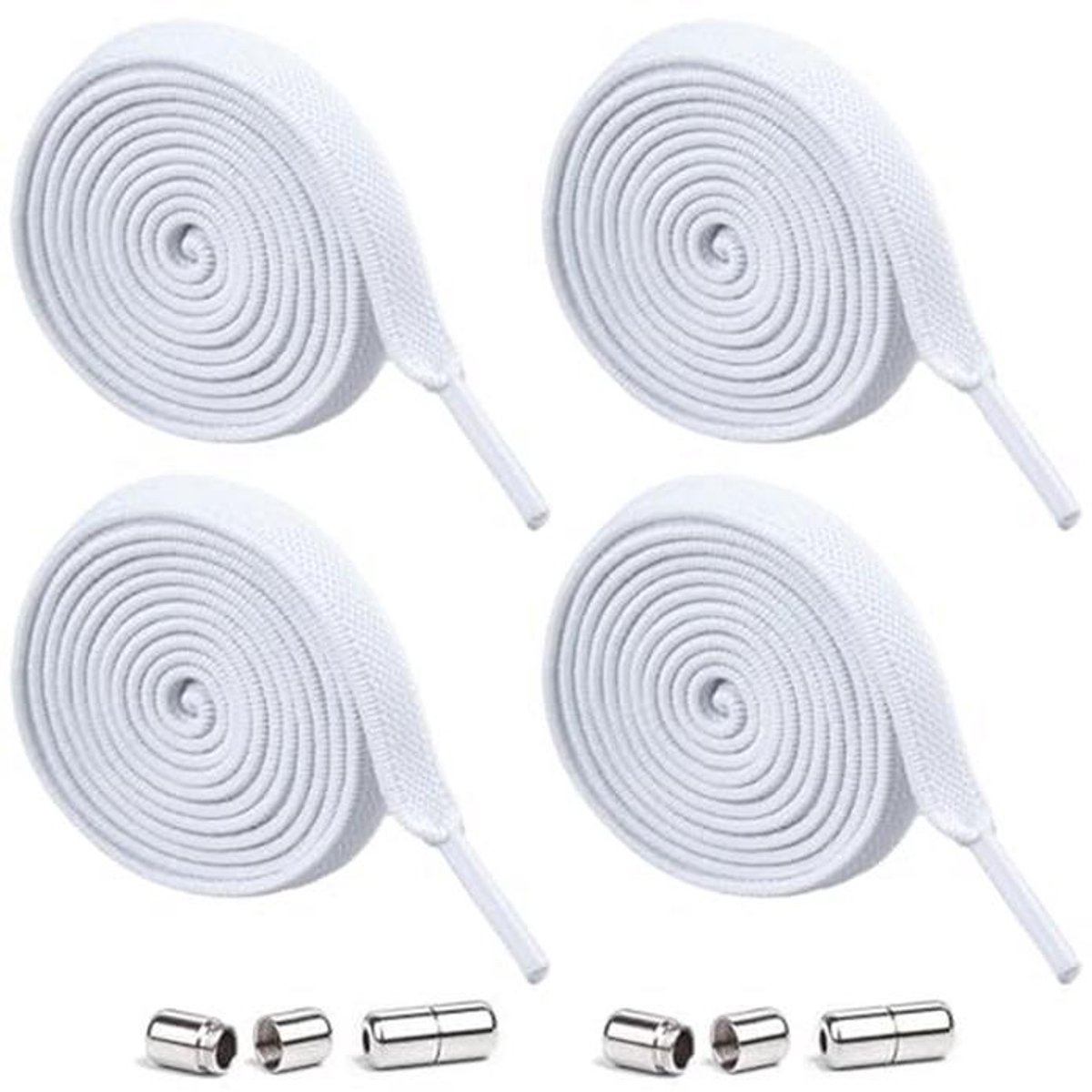 2 Paar Elastische Veters met Metalen Sluiting voor Sportschoenen - Zonder Knopen