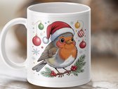 Mok Kerst Roodborstje Mok, Feestelijke Vogel, Kerstbal Decoratie, Vrolijke Vakantie, Kerst Cadeau Idee, Winter Mok, Seizoensgebonden Mok