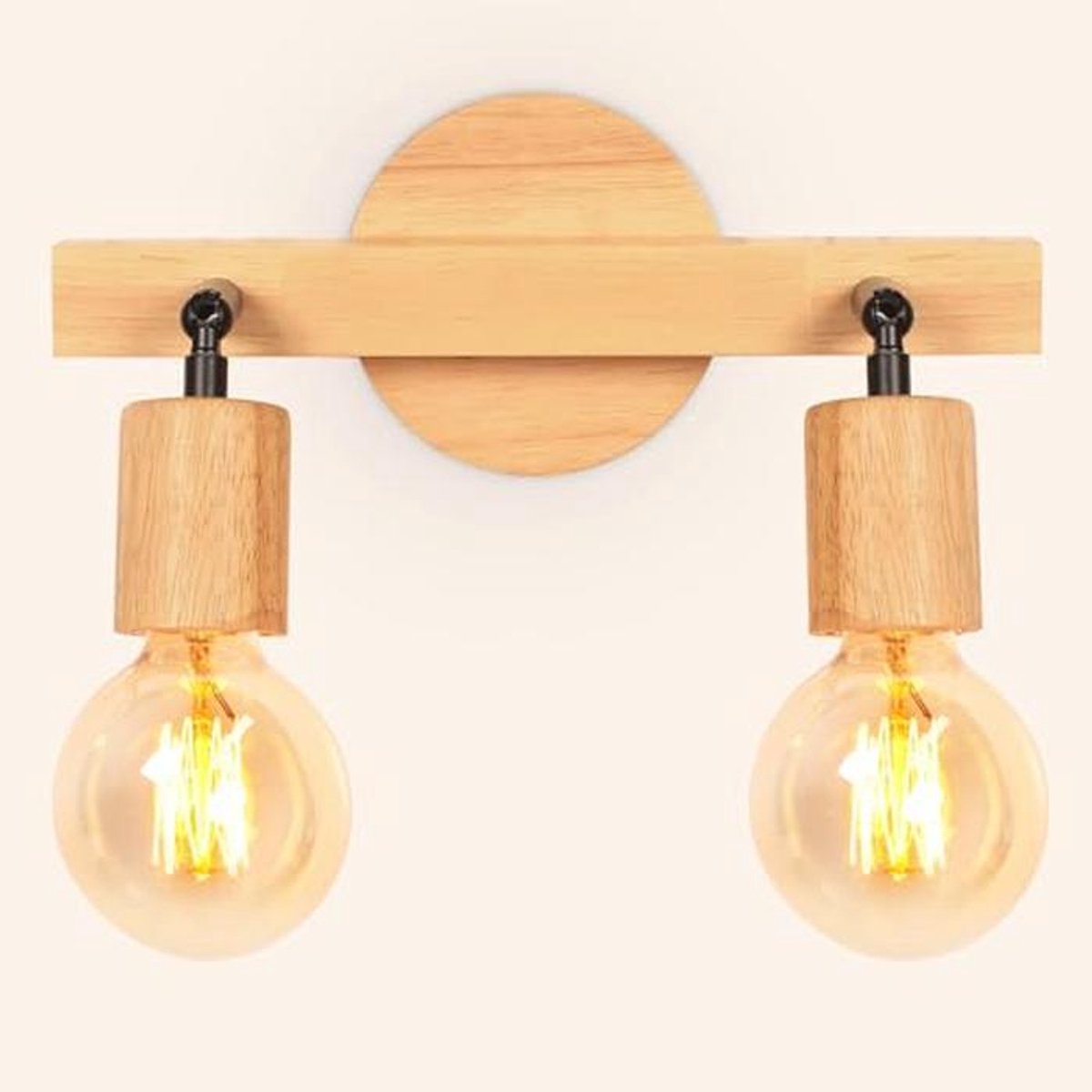 Vintage Houten E27 Wandlamp - Verstelbare Stijlvolle Binnenverlichting