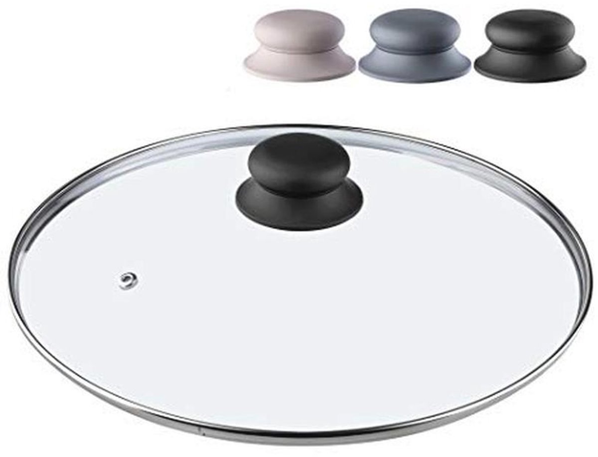 Hittebestendig glazen deksel met siliconen handgreep - Universeel en rond (26 cm)