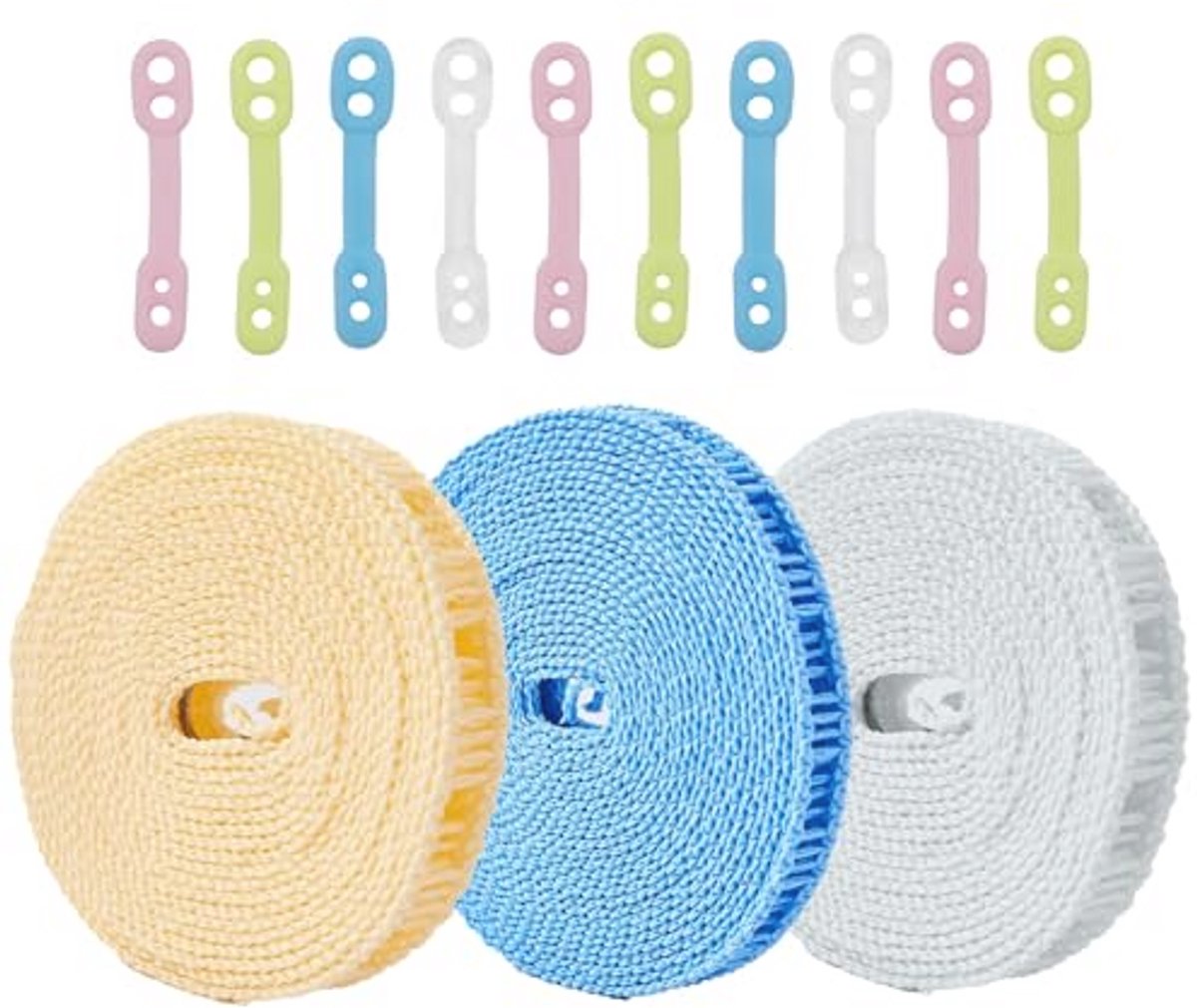 Winddichte Antislip Waslijn 3-Pack - Draagbare 8,0 m Waslijnen voor Binnen en Buiten