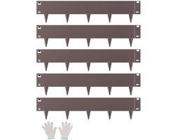 Gazonrand - Metalen Tuinrand 5 stuks - Roestbestendig - Buigzaam - Eenvoudige Montage - 99 x 20,7 cm - 1,5 mm Dik - Voor Bloemperken en Gazon - Bruin