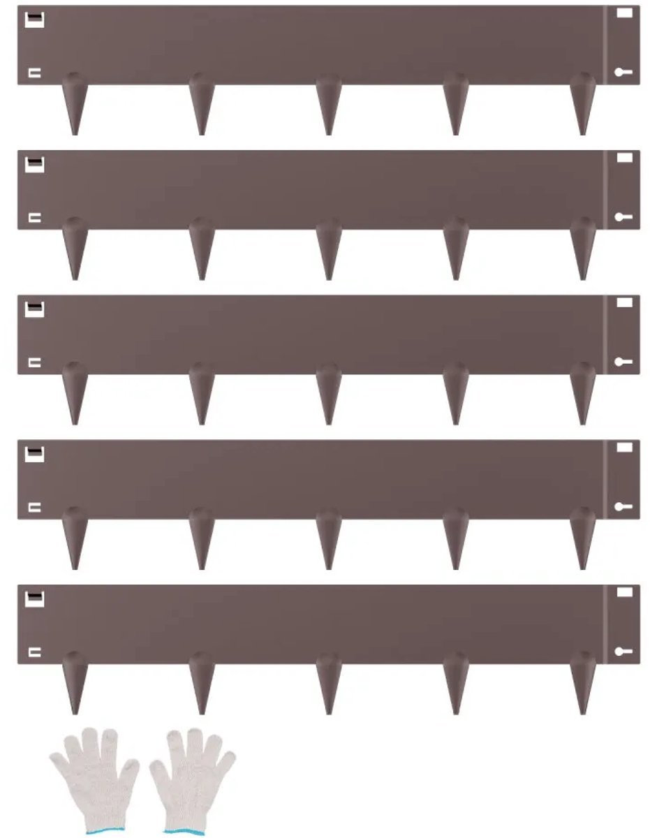 Gazonrand - Metalen Tuinrand 5 stuks - Roestbestendig - Buigzaam - Eenvoudige Montage - 99 x 20,7 cm - 1,5 mm Dik - Voor Bloemperken en Gazon - Bruin