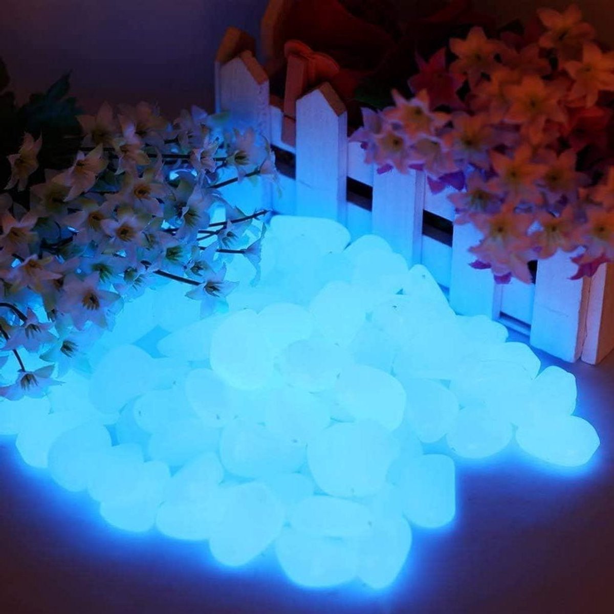 EGoods - 200 blauwe lichtstenen decoratieve kiezelstenen voor tuindecoratie, schoenen, aquariumtank.