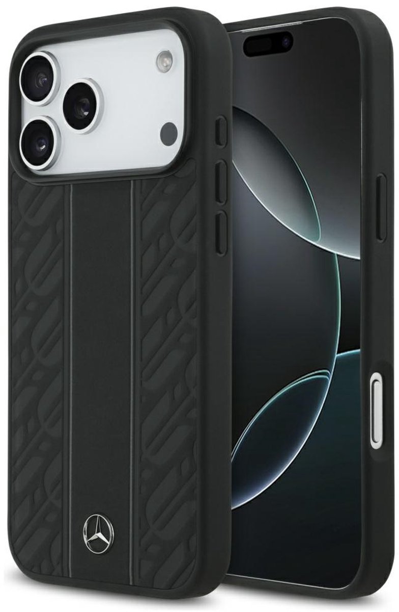 Mercedes-Benz Back Cover - iPhone 17 Pro Max - Zwart - Genuine Leather - Magsafe