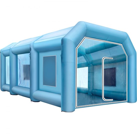 Opblaasbare Spuitcabine Tent - Spuittent Auto - 8 x 4 x 3 m - Met 2 Elektrische Blaasmachines - Voor Autospuitwerk van MAXXTOOLS — afbeelding 4
