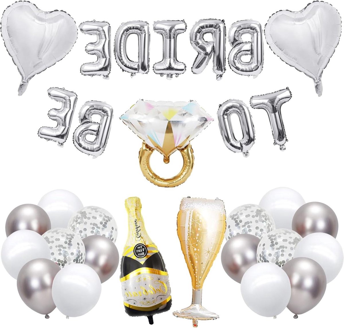 EGoods - Decoratieve ballonnen voor Bride to Be - Zilver - Feestdecoratie