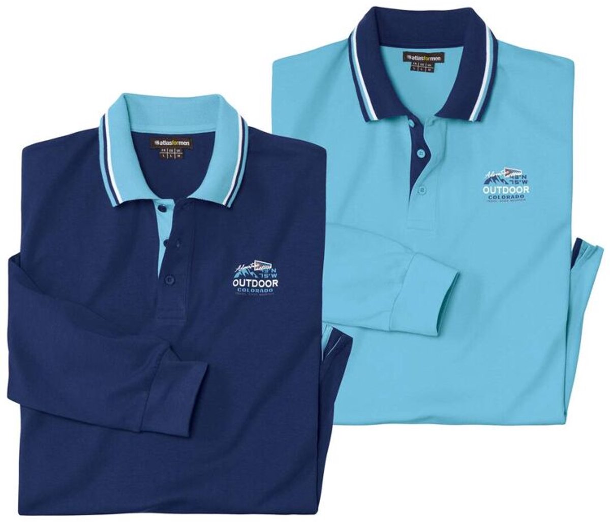 ATLAS FOR MEN - Set van 2 outdoor polo’s - Heren - Verkrijgbaar in grote maten - 3XL