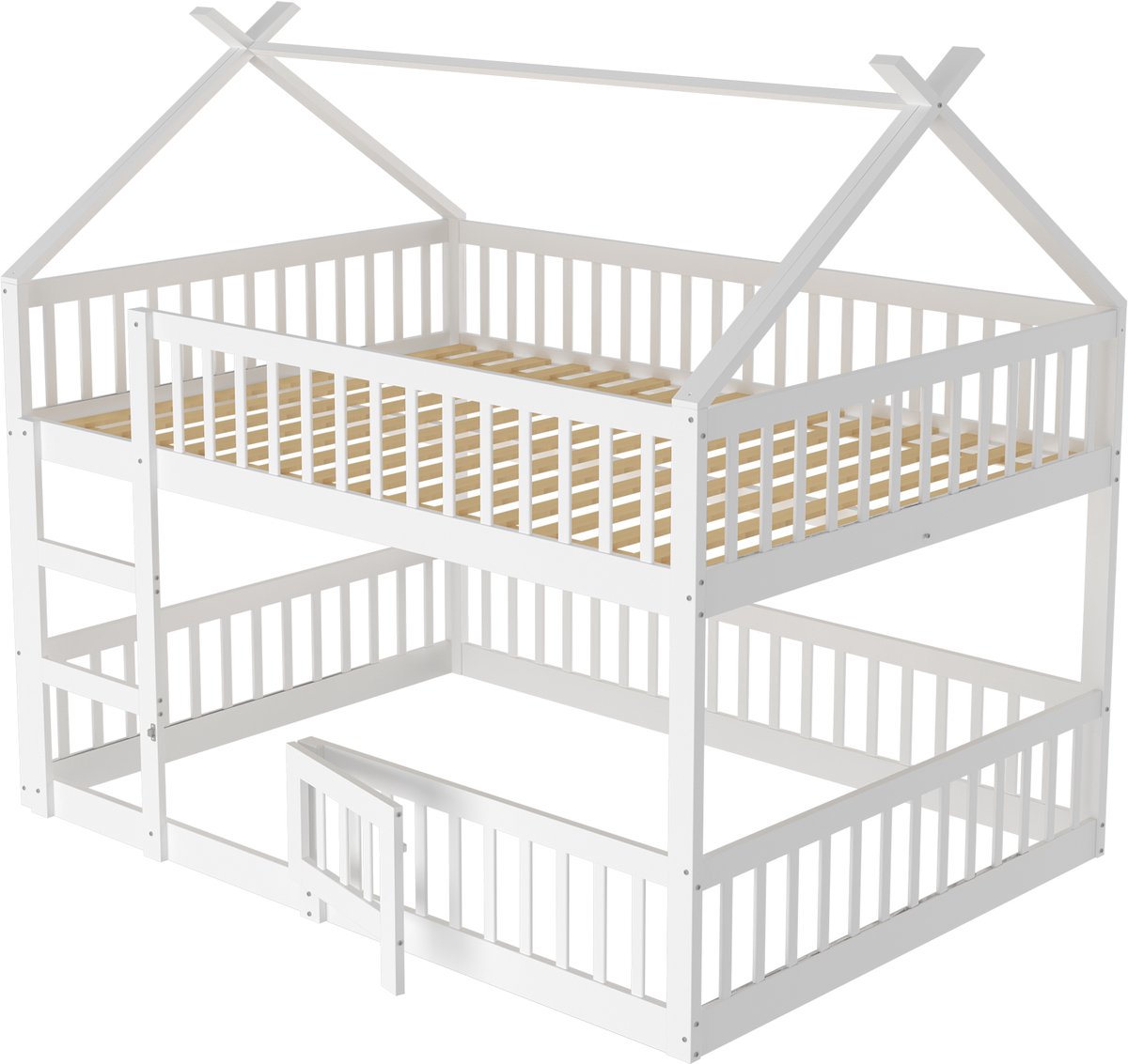 TOBIDOEN Hoogslaper, stapelbed, 140 x 200 cm, met open kledingkast en
