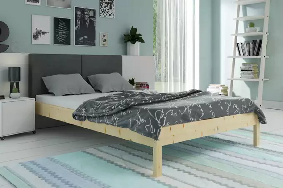 BMS - Bed - 140x200 cm - Grafiet en Grondhout