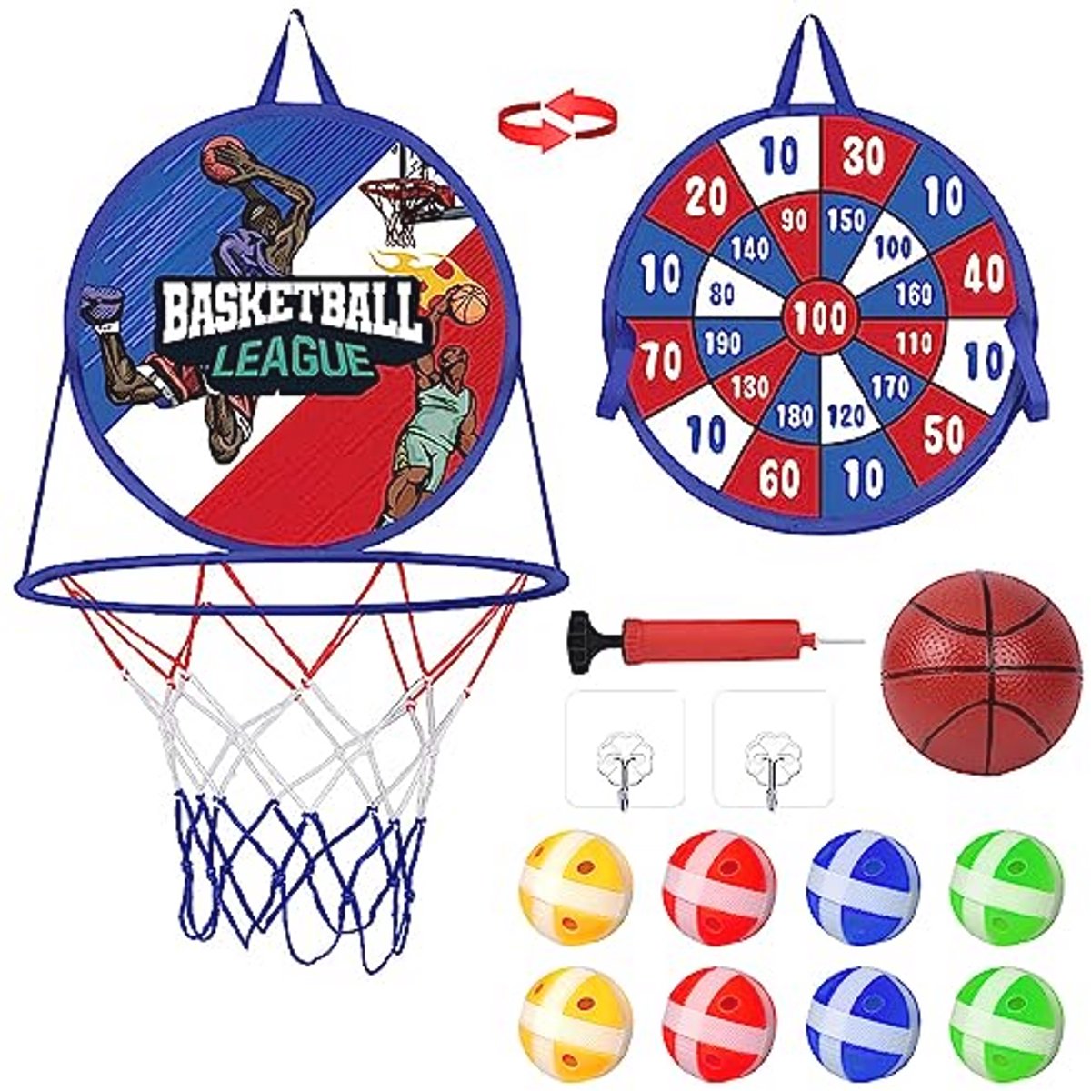 2-in-1 Basketbal en Dartspel voor Kinderen - Opvouwbaar Speelgoed voor Binnen en Buiten