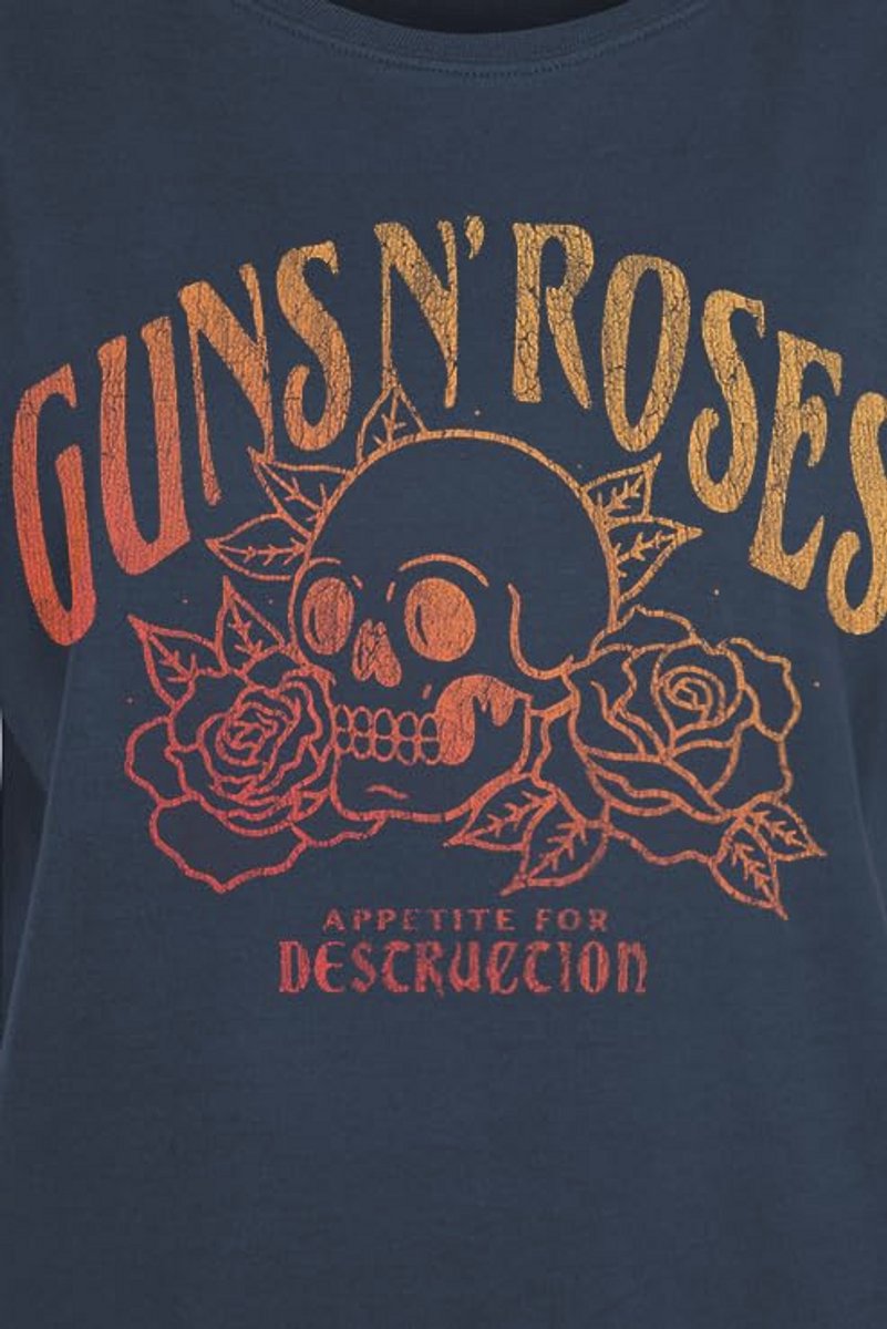 Appetite For Destruction Skull T-shirt - Navy Katoenen Band Merch