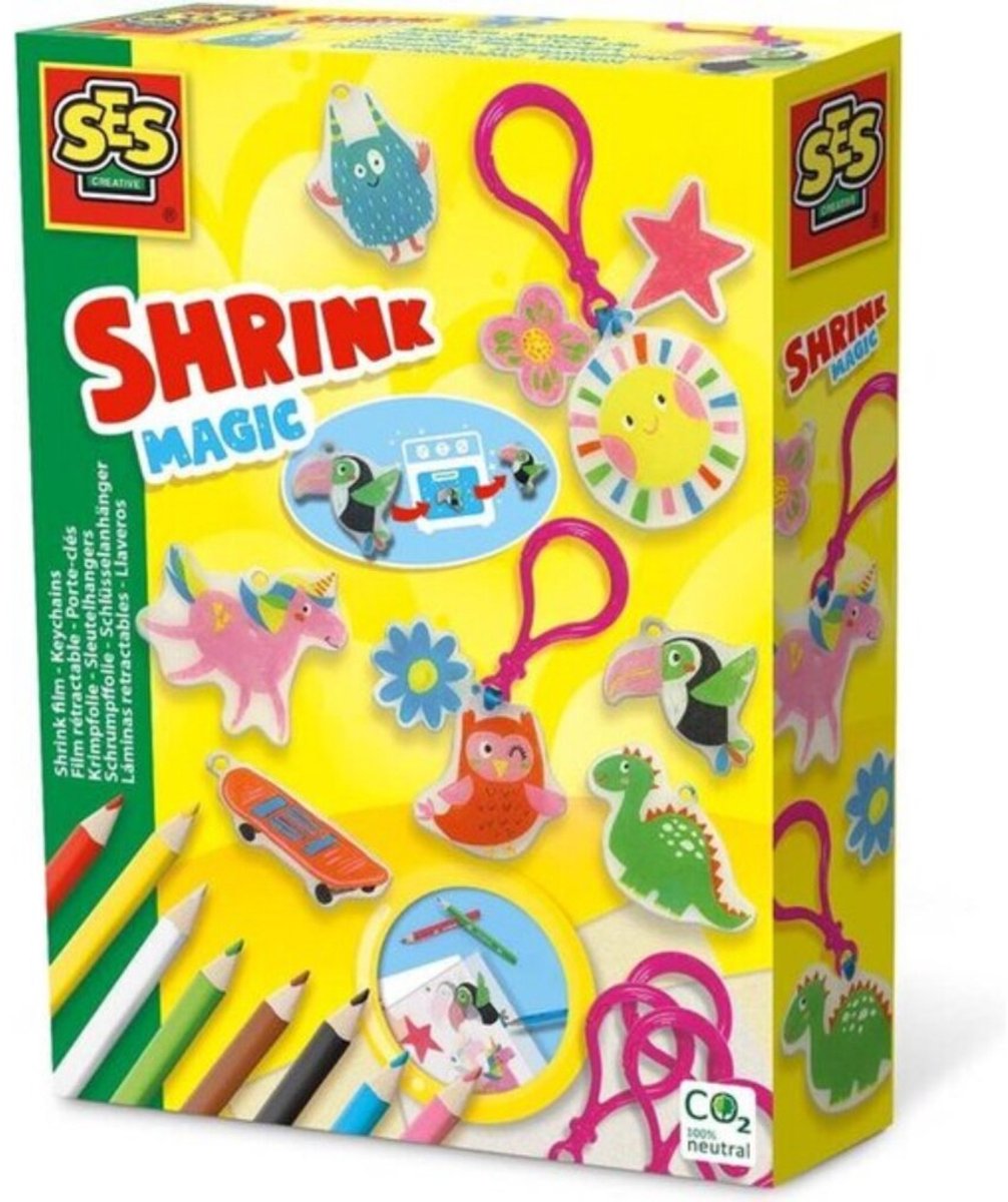 SES Creative - Krimpfolie - Sleutelhangers maken - inclusief kleurpotloden, hangers en lint - knutselpakket - Creatief - Knutselen — afbeelding 5