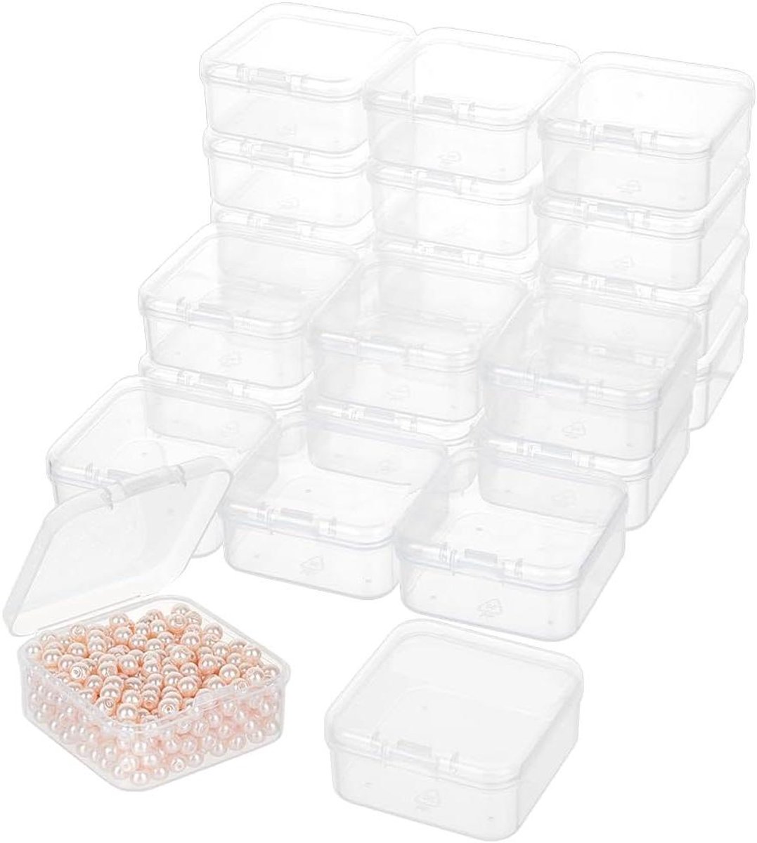 Provento - Doorzichtige mini opbergdoosjes voor kralen - Set van 70 stuks