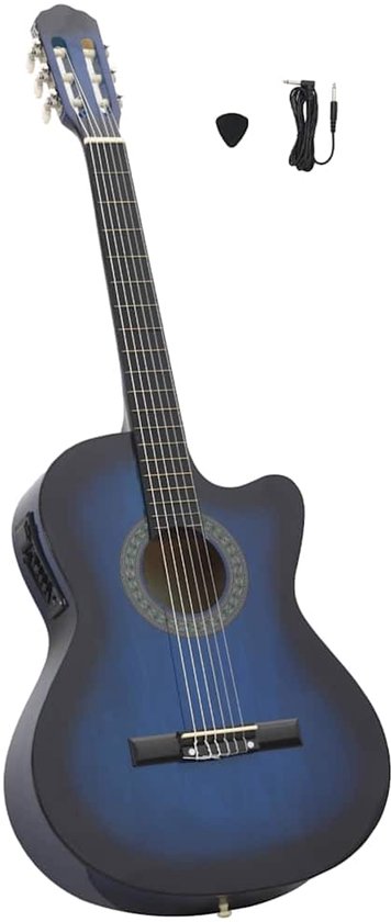 vidaXL Guitare pan coupé avec égaliseur 6 cordes Western Classic Bleu