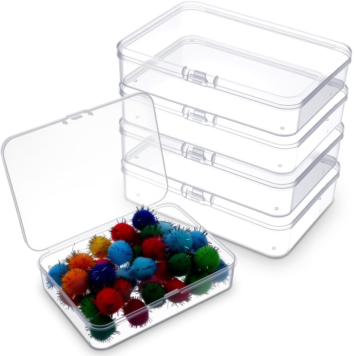 Unyqoos® Set van vier transparante opbergdozen met deksel voor kleine items