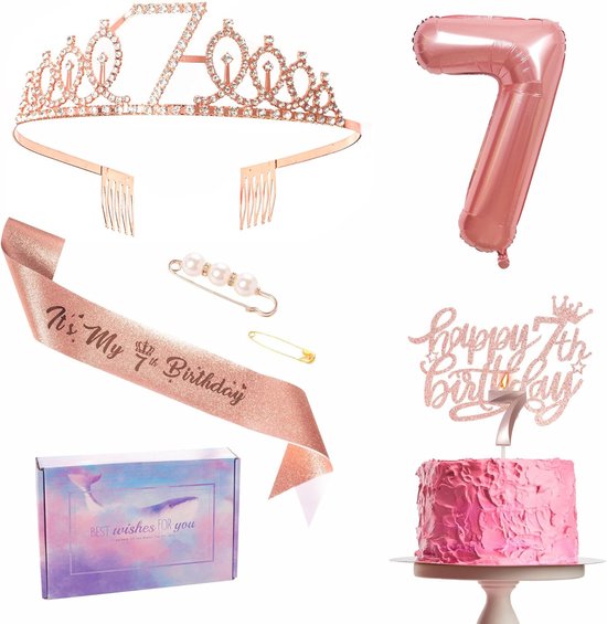 Verjaardagskroon Set - Prinsessen Tiara Sjerp - Feestelijke Viering Glanzende Strass Versiering 16 X 11 Cm Roze