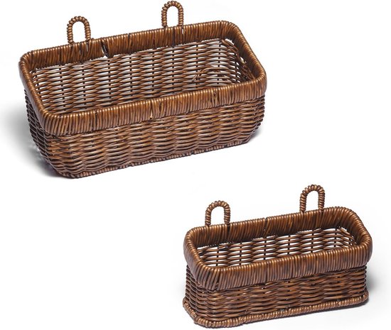 Geweven Opbergmanden - 2 Pack voor Badkamer, Keuken en Aanrecht (Bruin)