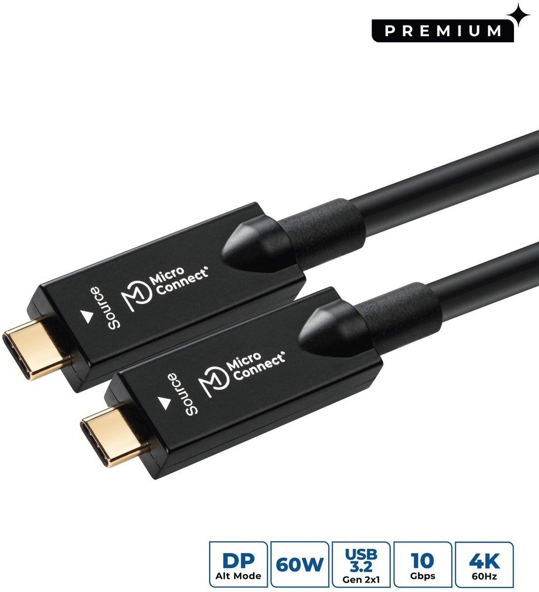 Microconnect USB3.2CC12OP USB-kabel USB 3.2 Gen 2 (3.1 Gen 2) 12,5 m USB C Zwart