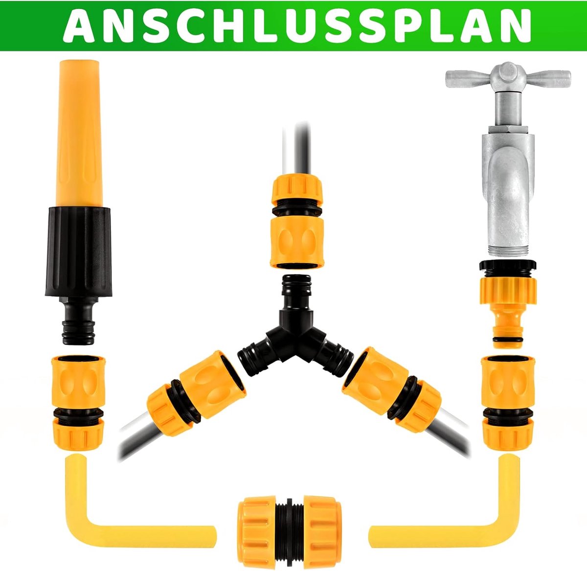 15 Pcs Tuinslang Connector - Tuin Slang Aansluiting - 1/2 Inch - Gardena Connector - Slang Fitting Set voor Tuin en Thuis Waterkraan – foto 7