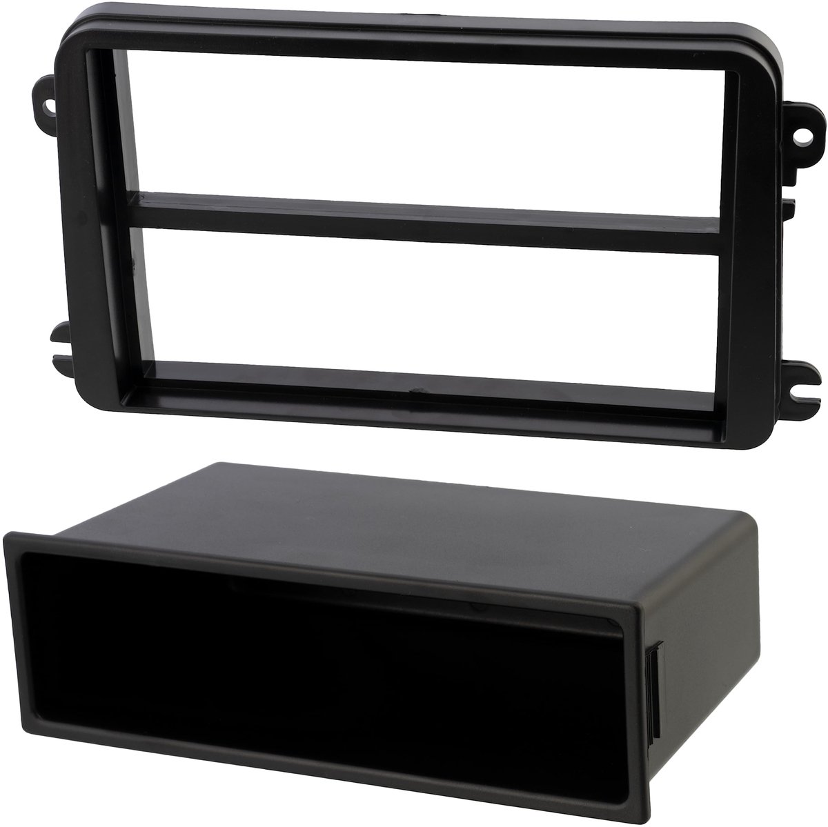- C22349 - Frame/faceplate/2 ISO-adapter voor autoradio - kunststof - compatibel met VW Golf V 2003+, Passat 2005+, Touran 2003+, Seat, Skoda