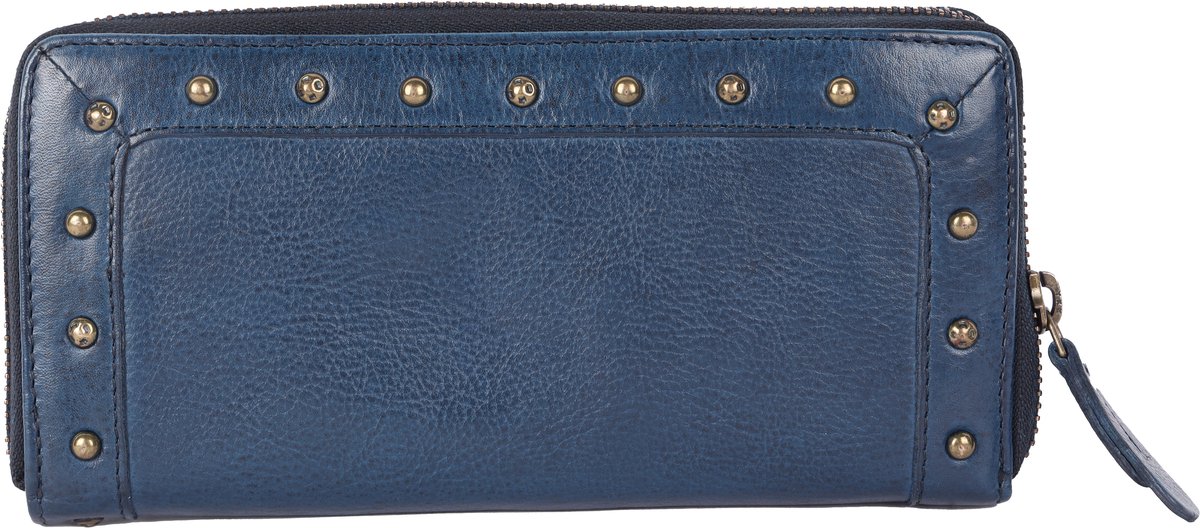 Vintage Echt Italiaans Leren Boho Portemonnee met Studs – Dames Portemonnee met Ritsvak voor Muntgeld & Creditcardhouder