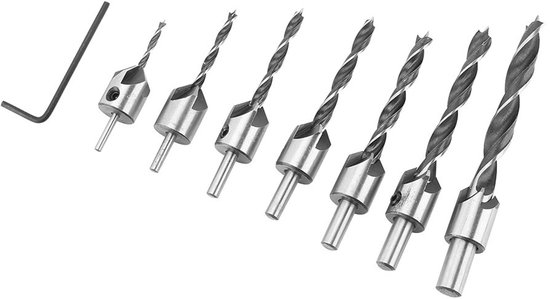 7pcs 5 Flutes Woodworking Countersink Drill Bit Set - HSS Carpentry ...