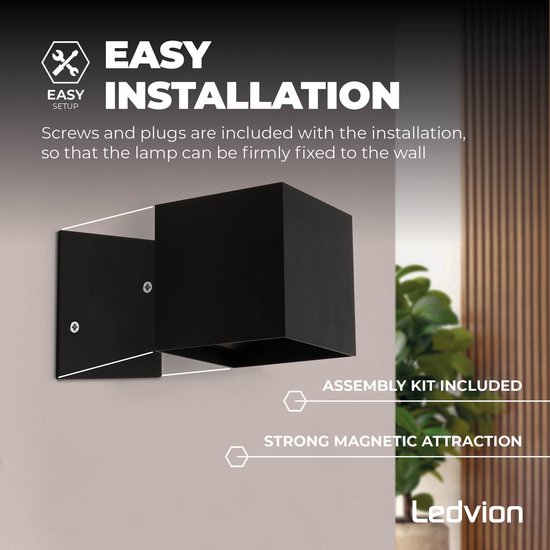 Led-wandlamp voor binnen met touch-sensor, oplaadbaar